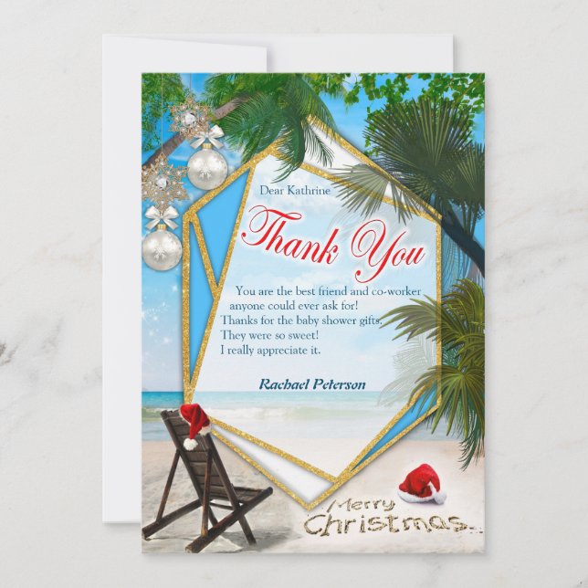 Carte Fêtes d'été Merci de Noël (Devant)