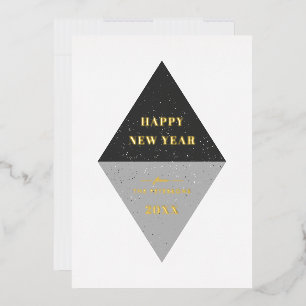 Carte Fêtes Géométrique Foil Nouvel An Noir