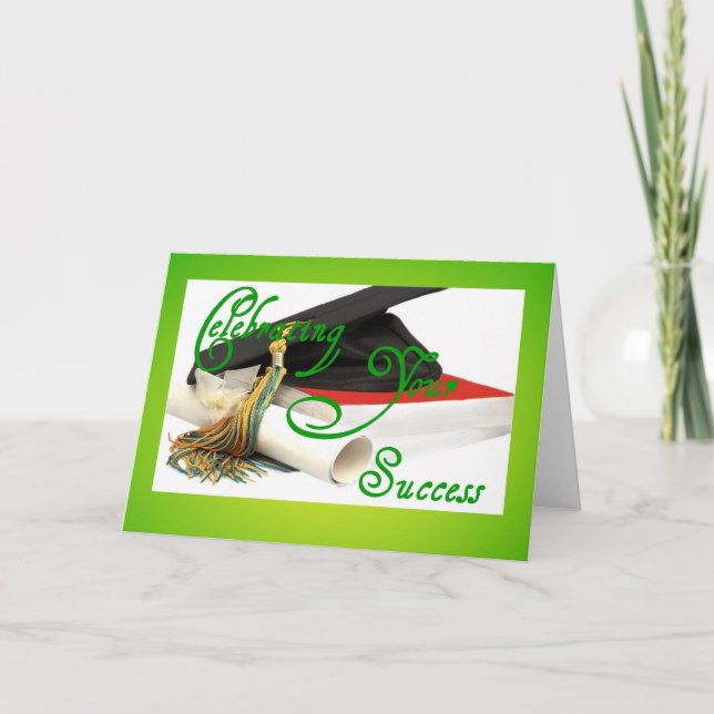 Carte Fêtez votre réussite-Graduation-Vert (Devant)