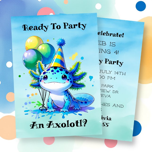Carte Fêtons la fête d'anniversaire de Axolotl Boy (Créateur téléchargé)
