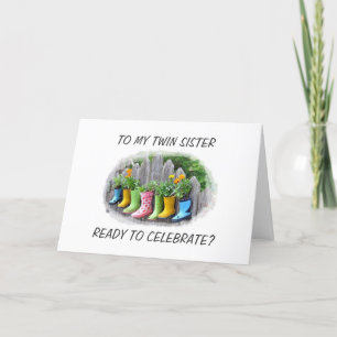 CARTE FÊTONS VOTRE SOEUR D'ANNIVERSAIRE TWIN