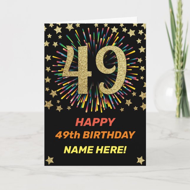 Carte Feu d'anniversaire 49e Rainbow Gold Fun (Devant)
