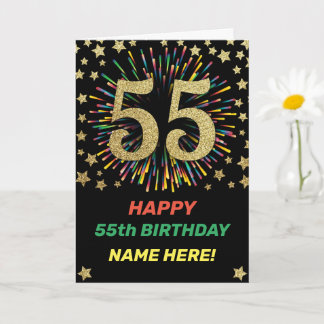 Carte Feu d'anniversaire Rainbow 55th Birthday Gold Happ