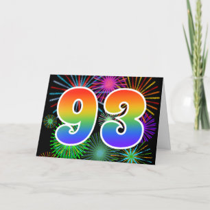 Carte Feu d'artifice coloré + Motif arc-en-ciel "93" N°