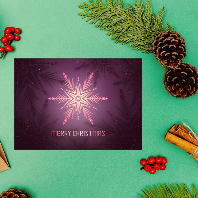 Carte Feu de neige radiant - Élégant Noël Violet (Créateur téléchargé)
