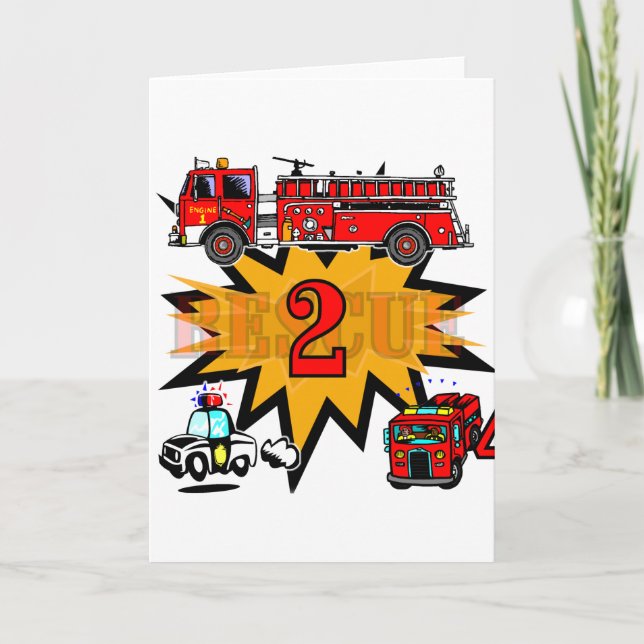Carte Feu et Secourir 2ème Anniversaire Tshirts et cadea (Devant)