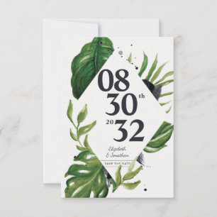 Carte Feuillage de jungle tropicale blanc moderne enregi