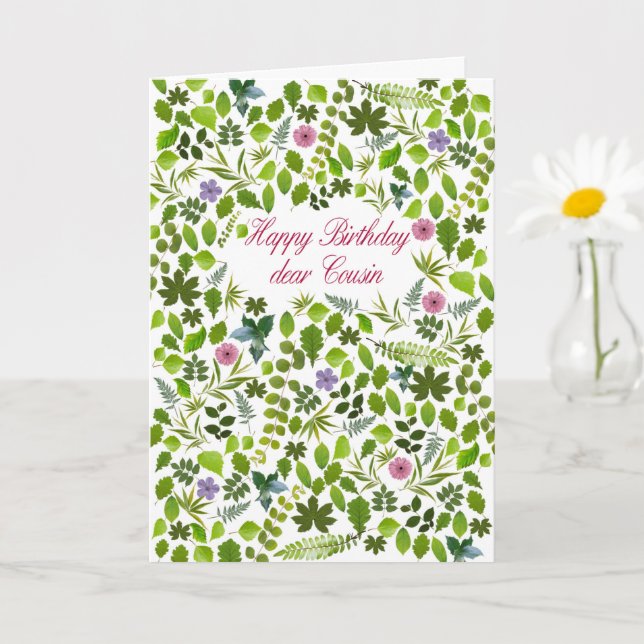 Carte Feuille Cousin Anniversaire (Petite plante)