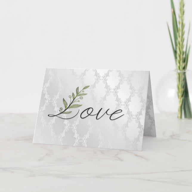 Carte Feuille d'amour mariage sur Damask (Devant)