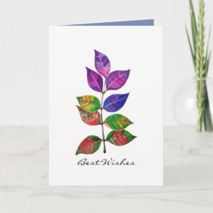 Carte Feuille d'arc-en-ciel d'aquarelle