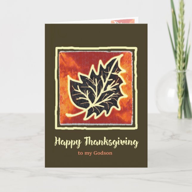 Carte feuille d'automne Thanksgiving pour Godson (Devant)