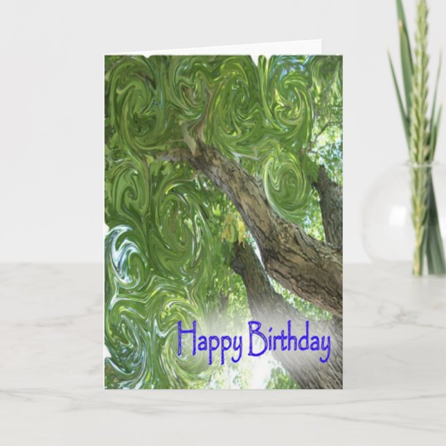 Carte Feuille de Anniversaire-tourbillonnement heureux (Devant)