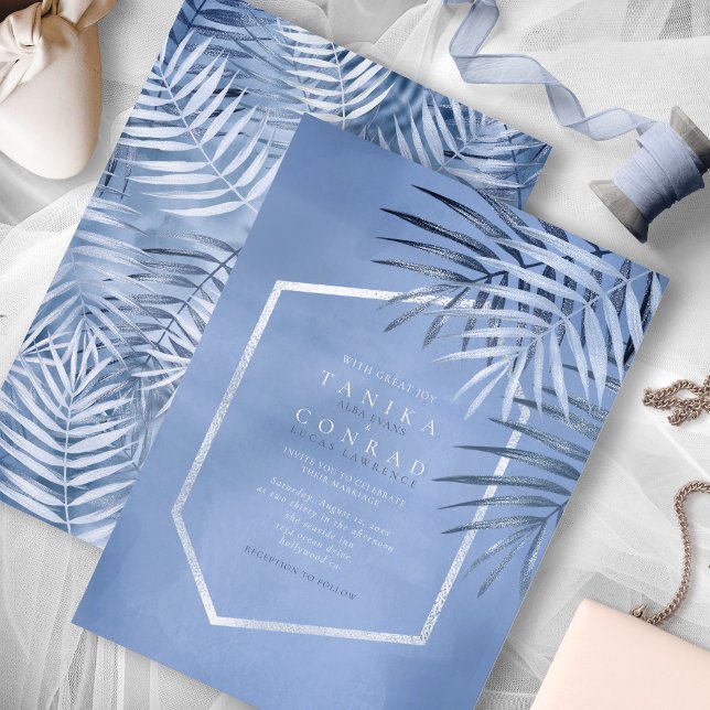 Carte Feuille de palme luxuriante Mariage Windsor Blue I (Créateur téléchargé)
