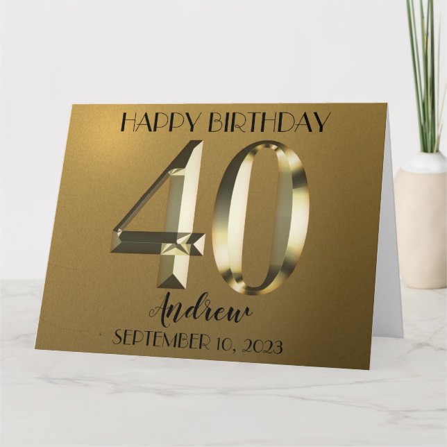 Carte Feuille d'or métallique 40e anniversaire (Devant)