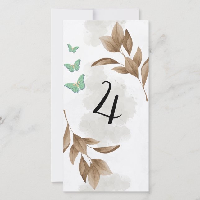 Carte Feuille et papillon vert poussiéreux Table sans ca (Devant)