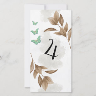 Carte Feuille et papillon vert poussiéreux Table sans ca