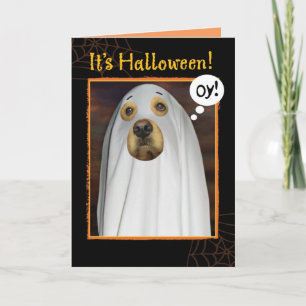 Carte Feuille se passe drôle Golden Retriever Halloween