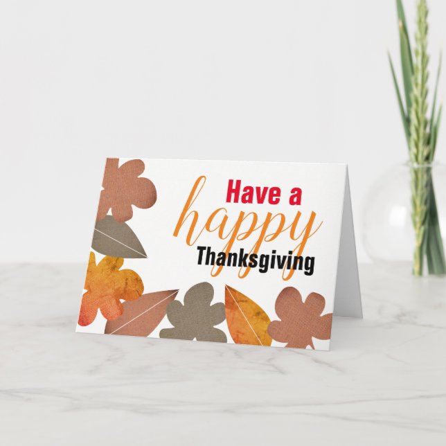 Carte Feuilles Burlap, Bon thanksgiving (Devant)