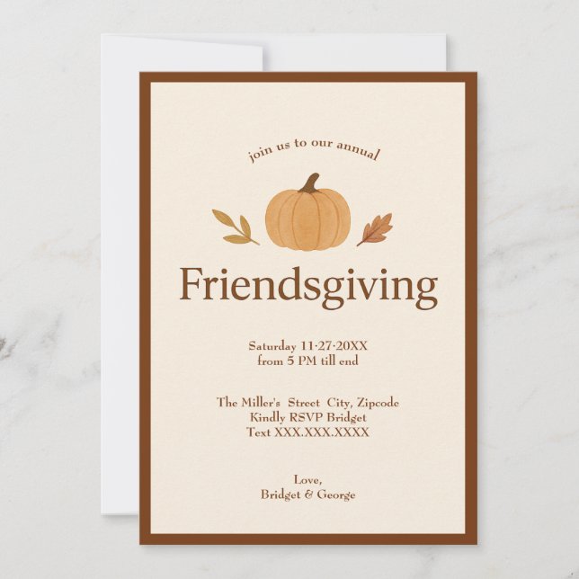 Carte Feuilles Citrouilles minimaux de l'action amicale (Devant)