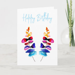 Carte Feuilles colorées mignonnes aquarelle