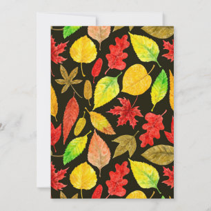 Carte Feuilles d'automne aquarelle foncée