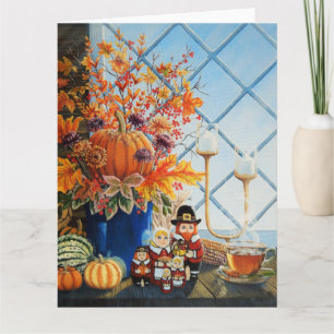 Carte Feuilles d'automne, citrouilles, Thanksgiving Nest