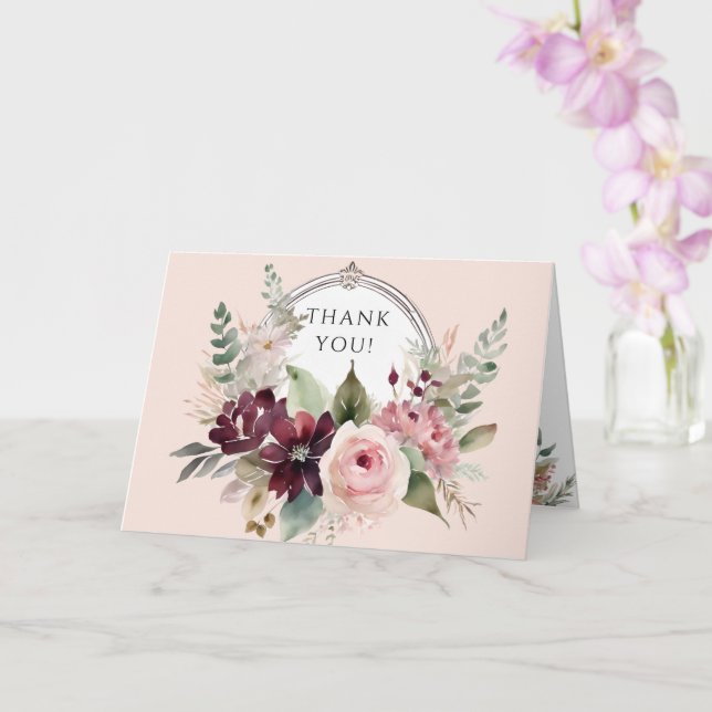 Carte Feuilles d'automne rose Floral Automne Wreath Baby (Orchidée)