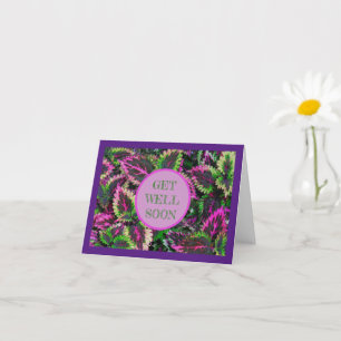 CARTE FEUILLES DE COLEUS /REMETS-TOI BIEN/  PERSONNALISA