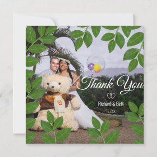 Carte Feuilles de laurier romantiques Merci Mariage
