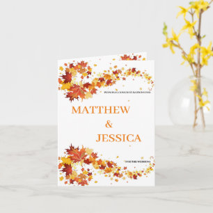 Carte Feuilles mariages de automne avec Monogramme