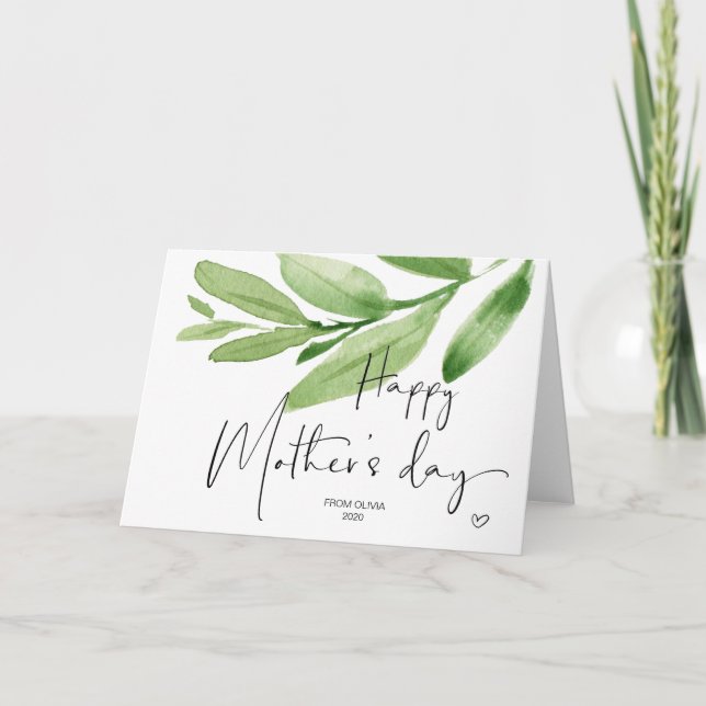 Carte Feuilles verts heureux cadeau de la fête des mères (Devant)