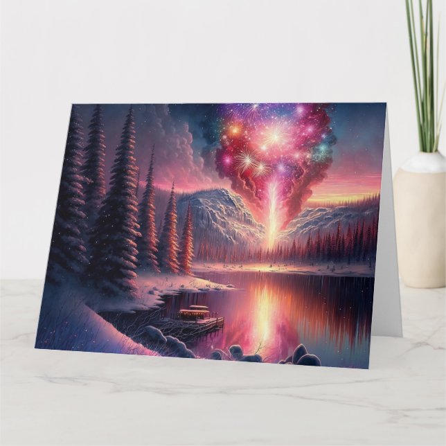 Carte Feux d'artifice du lac d'hiver (Devant)