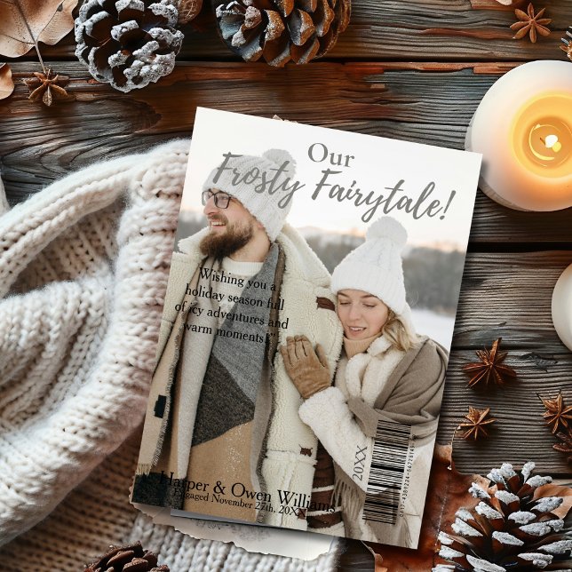 Carte Fiançailles de couverture du Magazine Christmas (Christmas Magazine Cover Engagement Announcement)