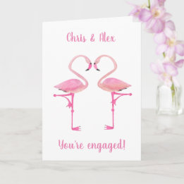 Carte fiançailles flamants roses