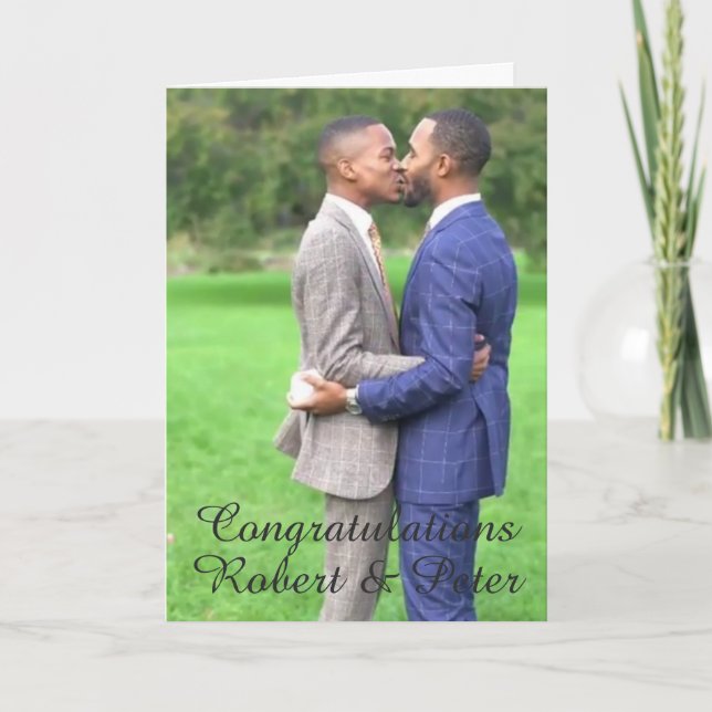 Carte Fiançailles/Mariage gay - Gay Couple Kissing (Devant)