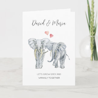 Carte Fiançailles ou anniversaire de couple éléphant