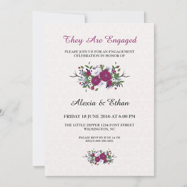 Carte Fiançailles romantique (Devant)