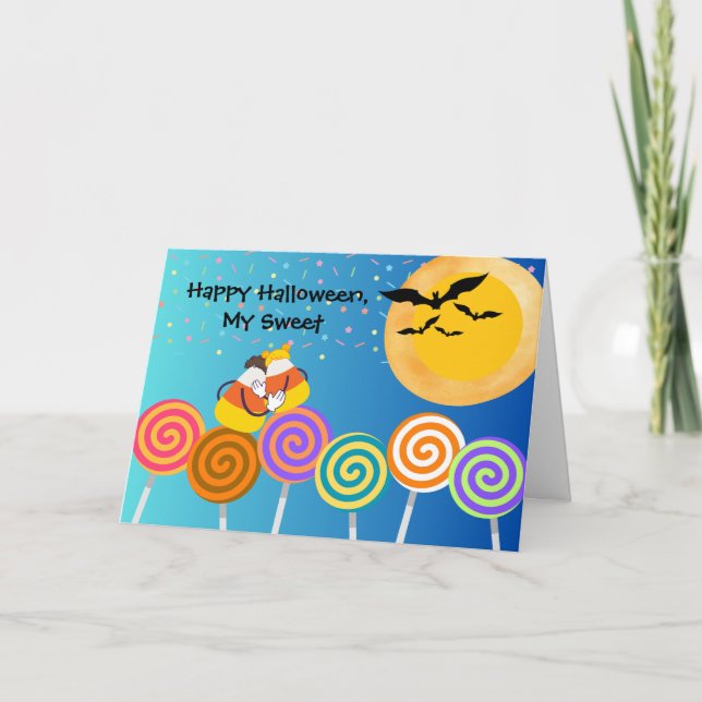 Carte Fiance Halloween avec Candy Corn Couple (Devant)