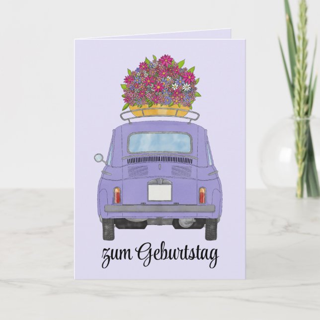 Carte Fiat 500 rétro allemande Anniversaire (Devant)