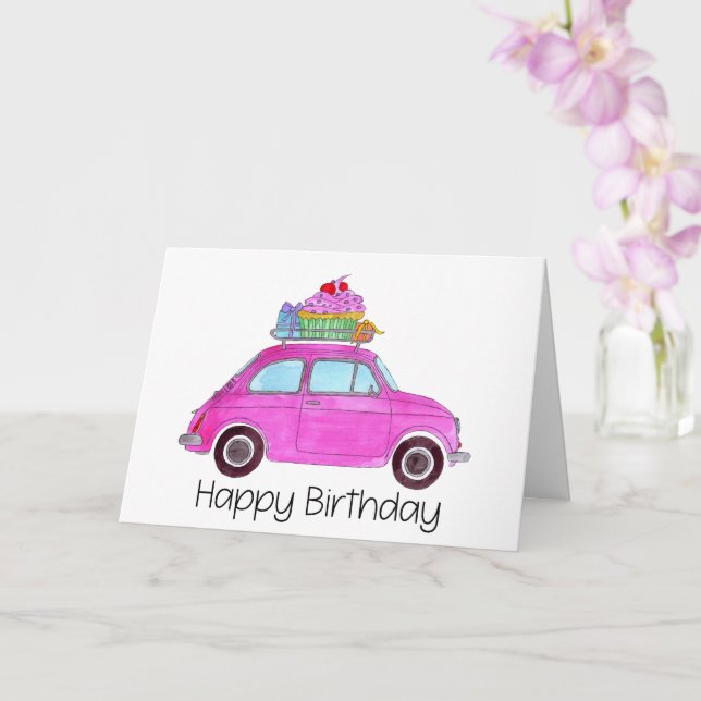 Carte Fiat 500 rose Retro (Orchidée)