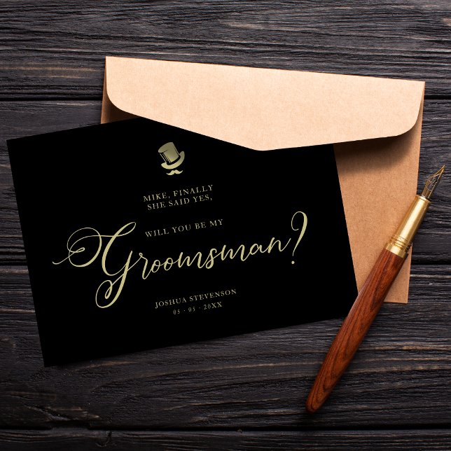 Carte Fiche de proposition minimaliste Mariage amusant (Groomsman Funny Wedding Minimalist Proposal Card. )