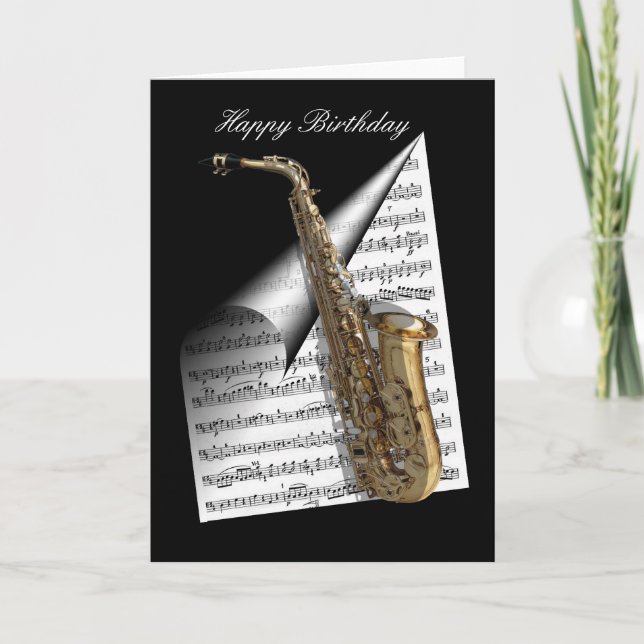 Carte Fiche saxophone et musique (Devant)