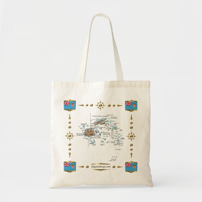 Carte Fidji + sac drapeaux (Devant)