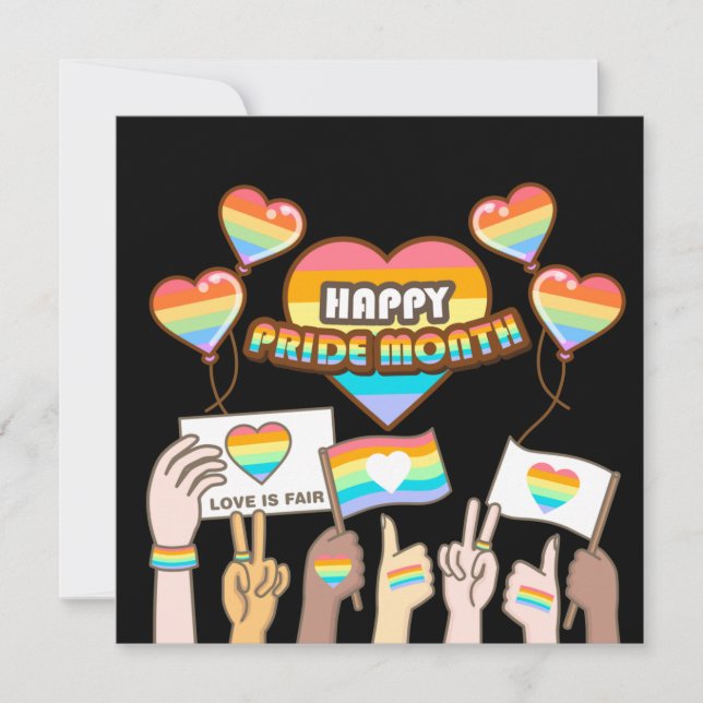 Carte Fierté amour. L'amour est juste. Mois de fierté. (Devant)