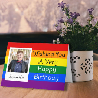 Carte Fierté Arc-en-ciel Photo personnalisée Heureux voe