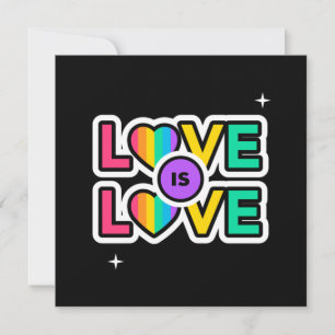 Carte Fierté. L'amour est l'amour. Couleurs gaies Rainbo