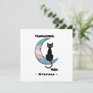 Carte Fierté transgenre - Chat noir sur la lune transsex