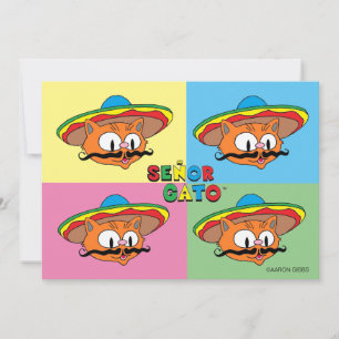 Carte Fiesta Cat Gato Cinco de Mayo Pop Art Card