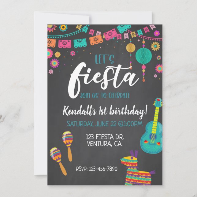 CARTE FIESTA, PREMIER ANNIVERSAIRE, LAISSE FIESTA (Devant)