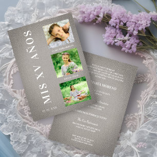 Carte Fiesta Quinceañera Español Textura Textil Gris